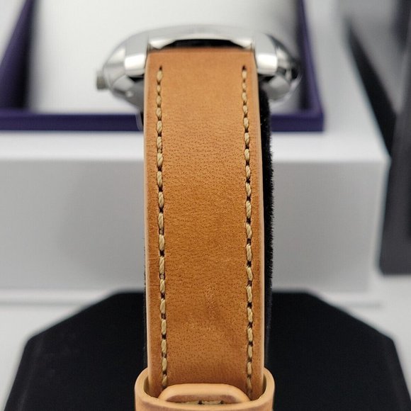 Mint! New Movado Silver Ladies Brown Leather Strap Watch main image 4